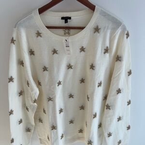 Talbots Cream and Gold Crew Neck Sweater